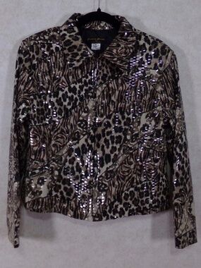 NWT Jacket’s Galore by John Farah Tiger/Leopard Jacket Scale Like Shine Size M